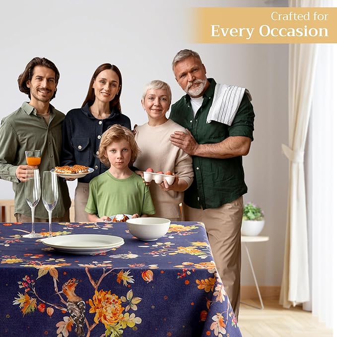 Maison d' Hermine Table Cloth Rectangle Table 100% Cotton 70 x 90 Inches Fall Tablecloth Reusable Everyday Use for Thanksgiving Christmas Decorations Dining Farmhouse Party (Kelim - Infinity)