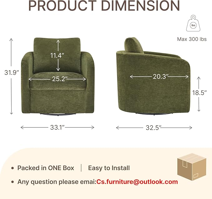 Swivel Accent Chair, Upholstered Barrel Chair with Washable Slipcover for Living Room Bedroom Reading Waitingroom,Green