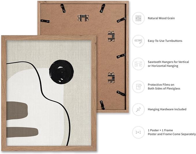 Poster Master Linen Shapes Poster – Lines on Linen Print – Chic Boho Art – Modern Abstract Artwork – Mid-Century Modern Piece – Great Bedroom or Living Room Decor – 16x20 Beige Framed