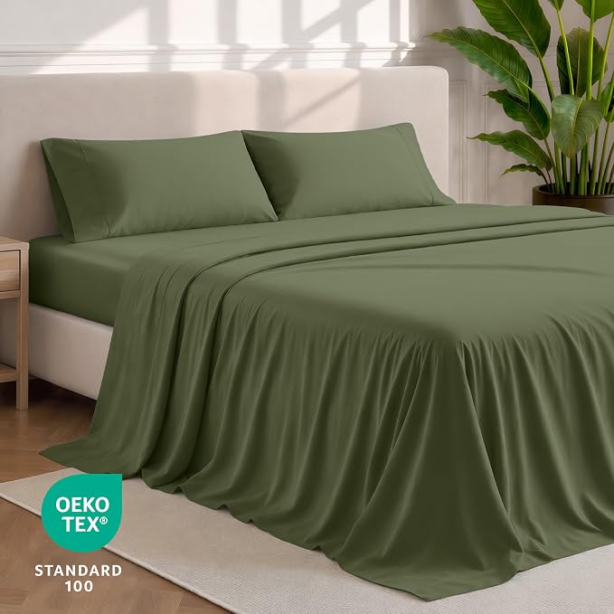 Bare Home King Sheet Set - 1800 Ultra-Soft Microfiber King Bed Sheets - Double Brushed - Deep Pockets - Easy Fit - 4 Piece Set - Bedding Sheets & Pillowcases (King, Cypress)
