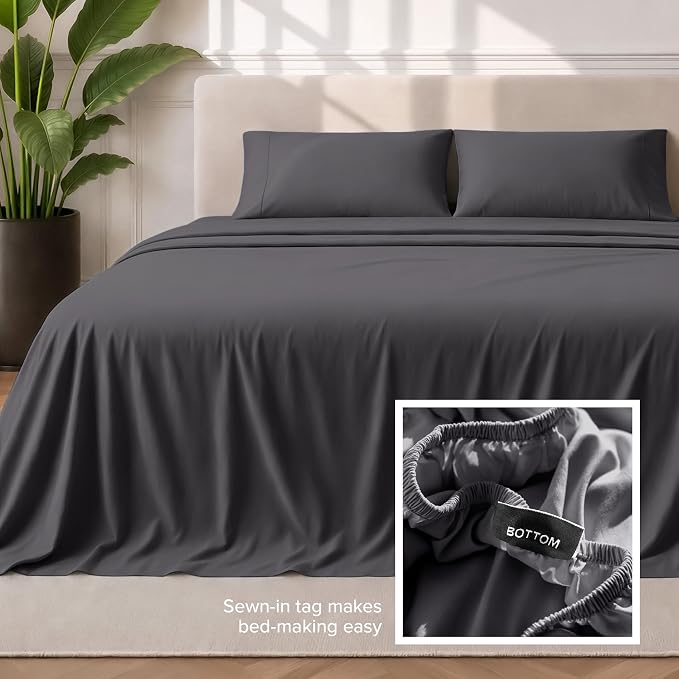 Bare Home Twin Sheet Set - 1800 Ultra-Soft Microfiber Twin Bed Sheets - Double Brushed - Deep Pockets - Easy Fit - 3 Piece Set - Bedding Sheets & Pillowcases (Twin, Forged Iron Grey)