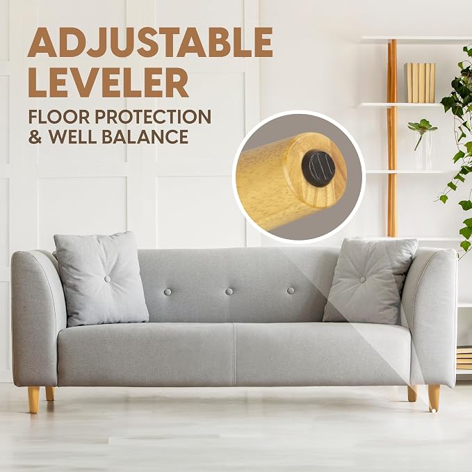 Yes4All 6 Inches Round Natural Solid Wood Furniture Legs Set of 4, Heavy Duty 800 Lbs Capacity Furniture Legs with Leveler, Replacement Legs for Furniture, Couch, Sofa, Dresser, Ottoman