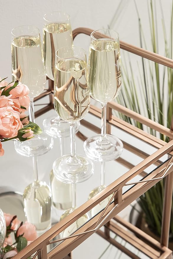 Kate and Laurel Ketia Glam Metal Bar Cart, 23 x 13 x 34, Rose Gold, Glamorous Three Tier Gold Bar Cart for Display and Storage