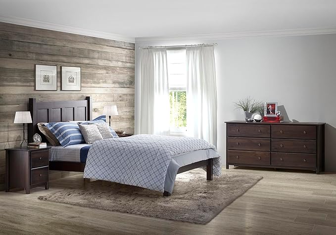 Grain Wood Furniture Shaker 6-Drawer Dresser, Solid Wood with an Expresso Finish