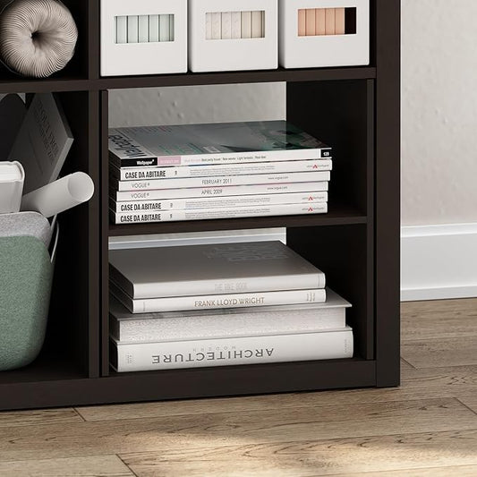 Furinno Cubicle Cube Insert, H-Shelf Cube Organizer, 2-Tier Shelf Dividers, Fits into Furinno Extra Thick Cubes, for Organizers and Storage, Black Oak (Does not fit IKEA Kallax Shelving)