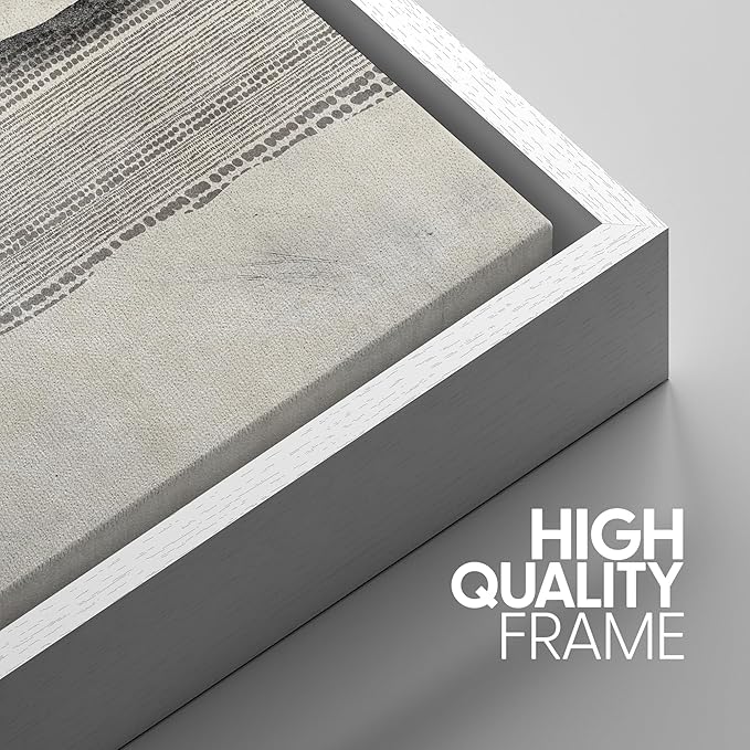 SIGNWIN Framed Canvas Print Wall Art Set Grunge Geometric Line Landscape Abstract Shapes Cozy Neutral Modern Art Decorative Boho Relax/Zen Nordic for Living Room, Bedroom, Office - 24"x36"x3 White