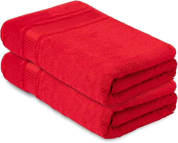 Melissa Linen, 2 Piece Hand Towel Set, 100% Turkish Cotton Face Hand Towels for Bathroom, 20 in x 35 in, Absorbent, Quick Dry, Durable and Soft, Spa and Hotel Quality, Red