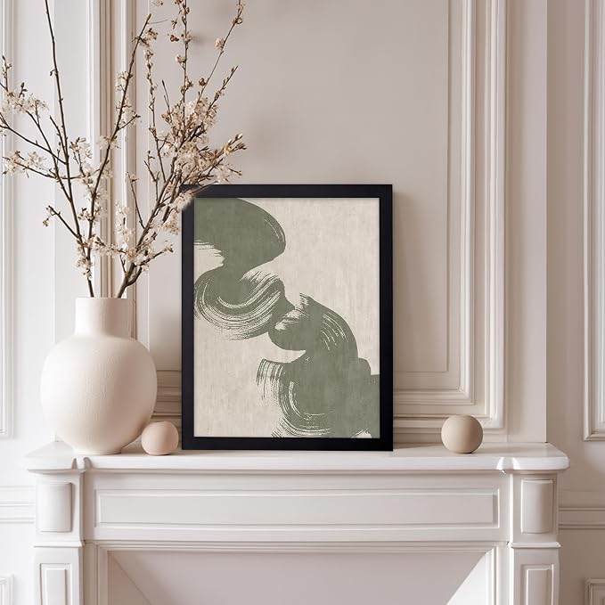 Poster Master Brush Strokes Poster - Painted Swirl Print - Paint Strokes Art - Drawing Illustration - Sketch Design - Abstract Painting - Office or Bedroom Decor - 8x10 Black Framed