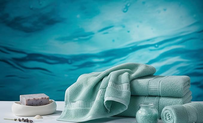 Melissa Linen Fingertip Towels 4 Pack, 100% Turkish Cotton, Small Hand Towels for Body and Face, 12 x 18 in, Soft and Absorbent, Quick Dry, (Aqua Green Fingertip Towels)