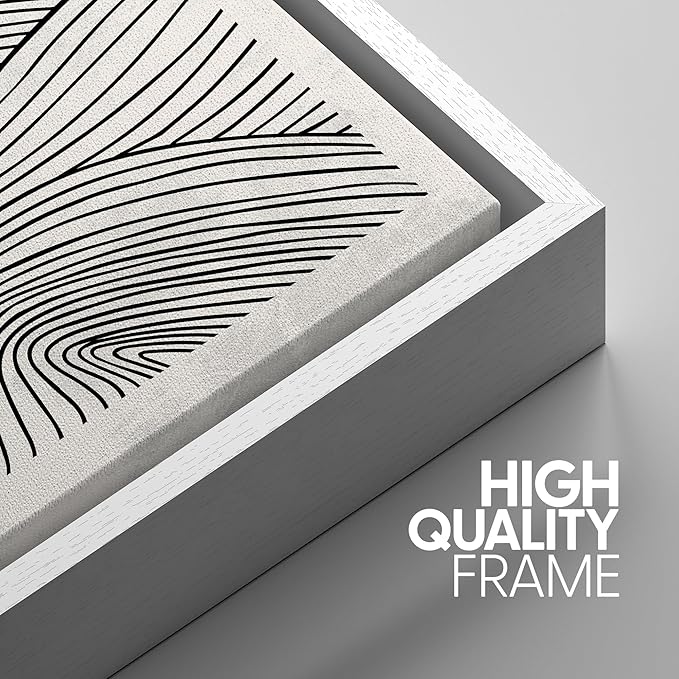 SIGNWIN Framed Canvas Print Wall Art Set Black Pastel Geometric Landscape Abstract Shapes Cozy Neutral Modern Art Decorative Boho Relax/Zen Nordic for Living Room, Bedroom, Office - 24"x36"x3 White