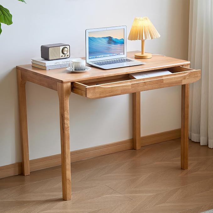 Widen Solid Wood Desk with Drawers,39"X24" Wood Writing Desk for Small Space,Student Computer PC Desks,Home Desks for Work,Gaming Study Desk for Bedroom Escritorios Desk Table (Natural, 39")