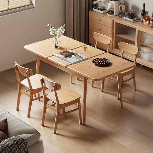 Solid Wood Extendable Dining Table for 4-8 People with Seamless Extension from 47.2 to 63 Inches, Easy Assembly, Expandable Tables for Small Spaces, Dining Room, Kitchen, Living Room, Natural