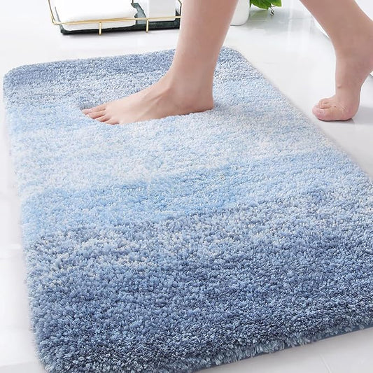 Arotive Microfiber Bathroom Rugs, Shaggy Soft and Absorbent Bath Rug, Non-Slip, Thick Plush Machine Washable Dry Bath Mats for Bathroom, Tub and Shower, 34x21, Light Blue, Rectangular