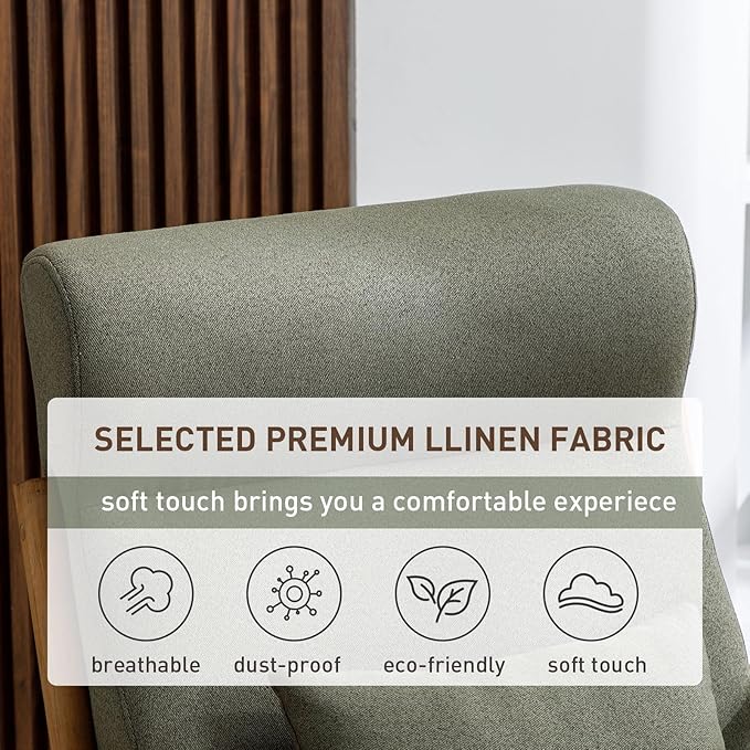 ANJ Mid Century Modern Accent Chair with High Back, Single Lounge Armchair with Solid Wood Frame, Comfy Reading Chair for Living Room, Easy Assembly