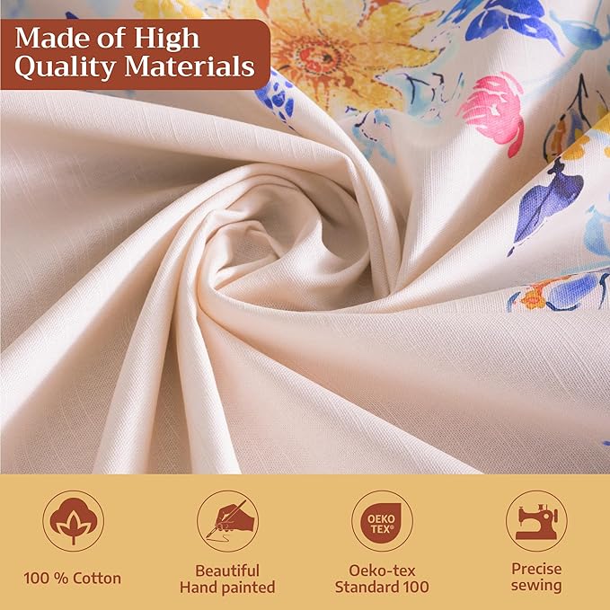 Maison d' Hermine Table Cloth Rectangle Table 100% Cotton 70 x 140 Inches Tablecloth Reusable Decorative for Dining Room Farmhouse Home Valentines Day Decorations Spring Summer - Girassol