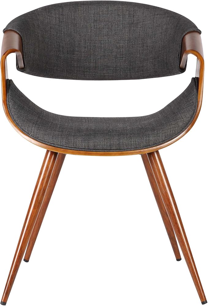 Armen Living Butterfly Mid-Century Dining Chair in Walnut Finish and Charcoal Fabric