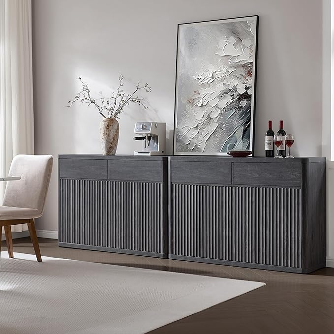 SICOTAS Buffet Cabinet with Storage - Storage Cabinet Sideboard with Doors & Shelves Accent Credenza Buffet Table with 2 Drawer Buffets & Sideboards for Living Room Dining Room Kitchen Entryway Office