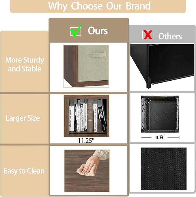 6 Cube Organizer, Cube Storage Organizer with Fabric Bin, Cube Storage Shelf for Bedroom, Living Room, Office, Modular Bookshelf Organizer for Books, Closet, Black