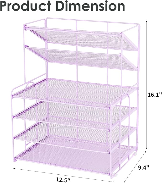 OPNICE 6-Tier Letter Tray Paper Organizer, Desk Organizers and Accessories, Desktop File Organizer, Office Desk Accessories for Office Supplies(Purple)