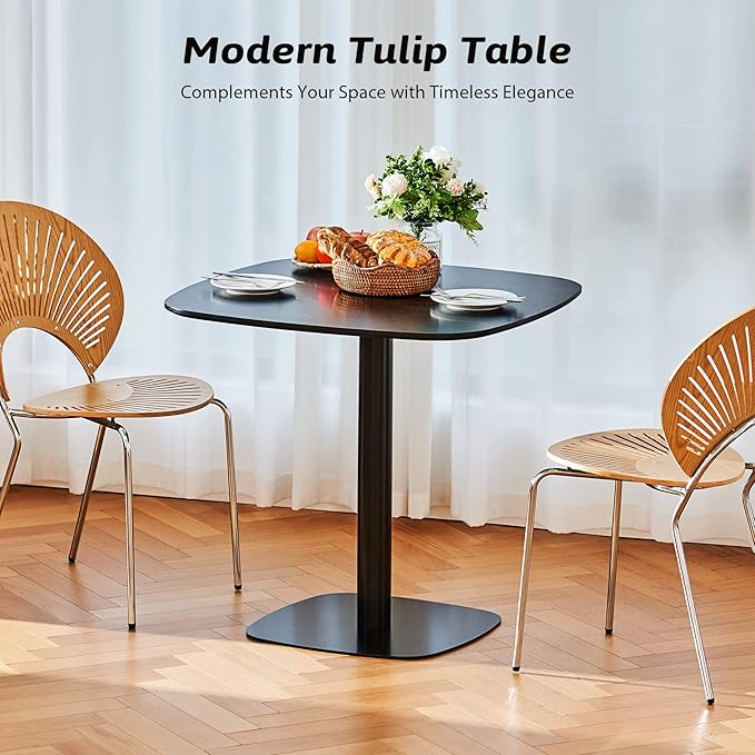 VONLUCE 32" Tulip Table,Kitchen Dining Table for 2 to 4 Person,Modern Dining Table with MDF Table Top & Pedestal Base for Dining Room, Living Room Black