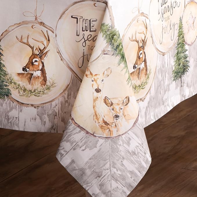 Maison d' Hermine Table Cloth Rectangle Table 100% Cotton 54 x 72 Inches Fall Tablecloth Reusable Everyday Use for Thanksgiving Christmas Decorations Dining Farmhouse Party (Mountain Life)