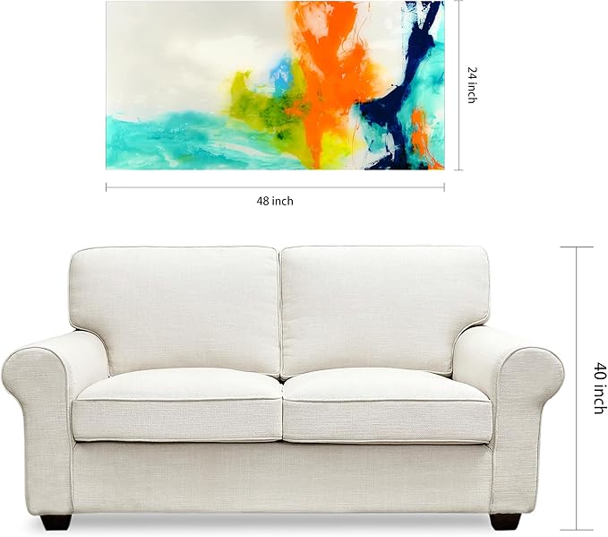 Empire Art Direct TMP-108453-2448 Tidal Abstract 1 Frameless Free Floating Tempered Glass Panel Graphic Wall Art, 48" x 24" x 0.2", Ready to Hang