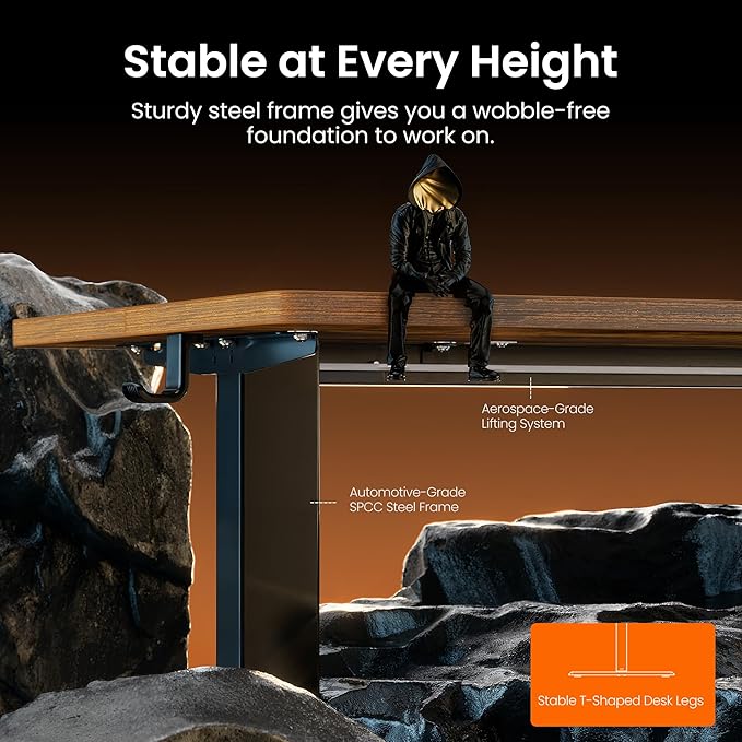 ErGear Electric 71 x 30 inch Standing Desk Workstation, Large Sit Stand up Desk, Memory Computer Home Office Desk, (Vintage Brown) Ships in One Box
