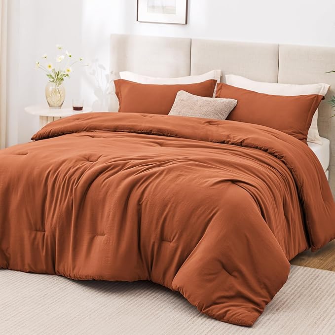 Love's cabin Terracotta Twin/Twin XL Comforter Set, 2-Piece Prewashed Bed Set with 1 Comforter (66 x 90 in) & 1 Pillowcase, Lightweight & Breathable for All Seasons | Soft