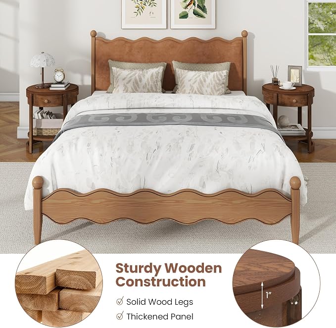 Giantex Round Side Tables Set of 2, 2-Tier Retro End Tables with Drawer & Shelf, Wooden Accent Tables with Antique Wood Grain Finish, Vintage Nightstands for Living Room Bedroom, Walnut