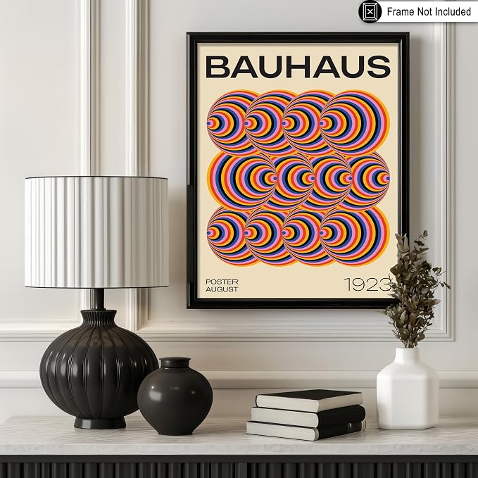Poster Master Bauhaus Poster - Abstract Spiral Print - Geometric ART - Rainbow ART - Psychedelic Style - Chic Boho - Mid Century Modern - Living Room or Bedroom Decor - 18x24 UNFRAMED Wall Decor