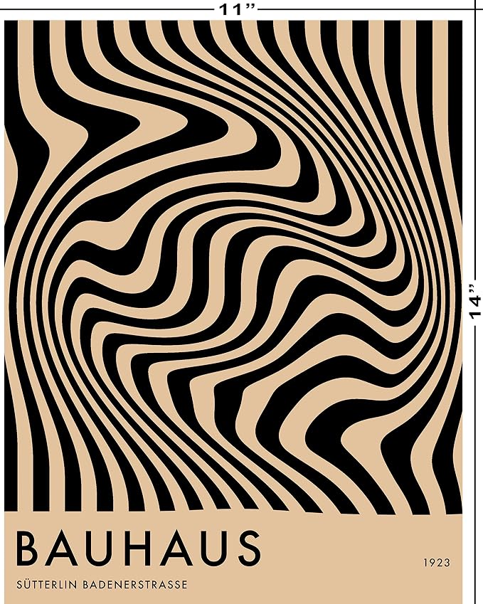 Mid Century Modern Bauhaus Wall Art - 11x14" UNFRAMED Print - Abstract Wall Decor - Exhibition Poster Replication (Black)