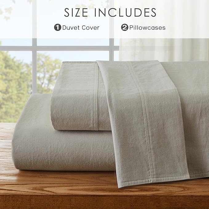 3Pcs Organic Linen Duvet Cover King Size, 100% French Linen from Normandy, Soft & Durable Natural Linen Bedding Set Comforter Cover with 2 Pillowcases, 1 Duvet Cover with Zipper