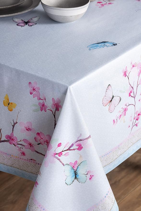 Maison d' Hermine Table Cloth Rectangle Table 100% Cotton 70 x 120 Inches Tablecloth Reusable Decorative for Dining Room Farmhouse Home Valentines Day Decorations Spring Summer - Blossoms in Spring