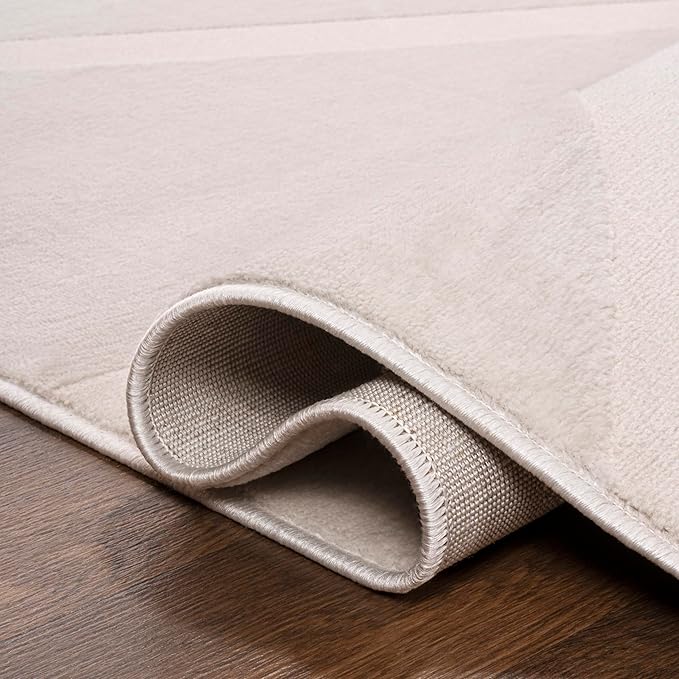 JONATHAN Y Sun Two-Tone High-Low Indoor Area Rug 8X10 White/Cream, Aelius MidCentury Scandinavian Abstract for Living Room, Bedroom, Kitchen, Easy-Cleaning, Pet-Friendly, Non-Shedding SND101B-8