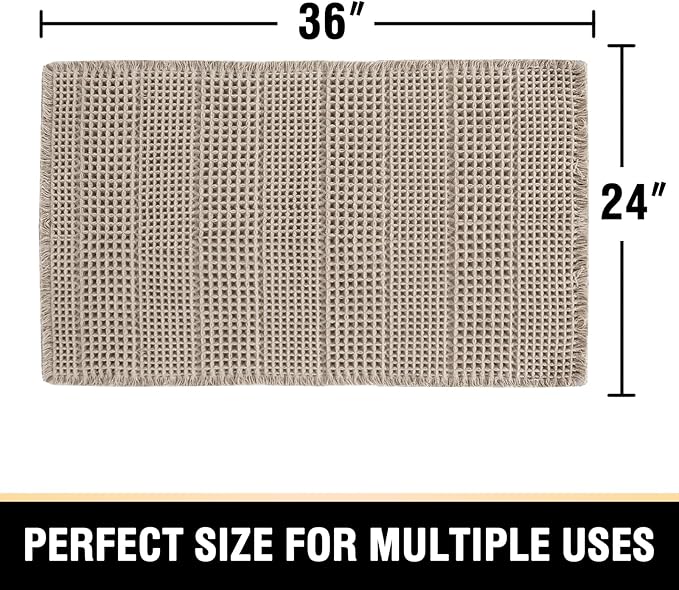 H.VERSAILTEX Upgraded Waffle Bath Mat Super Absorbent Non Slip Bath Rug for Bathroom Floor, 24" x 36", Irish Cream