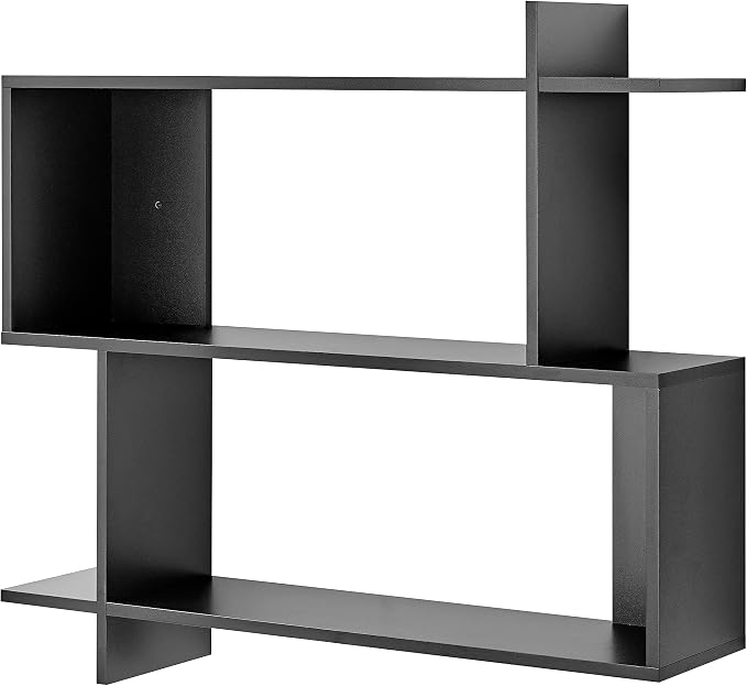 Danya B. Manasa Floating Geometric Kilter Two-Tier Wall Shelf - Black