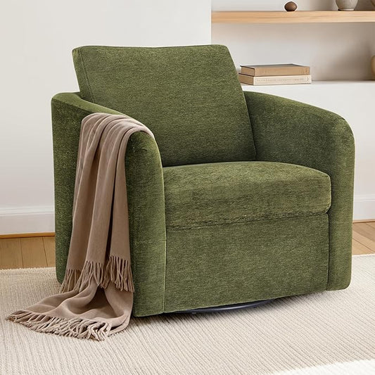 Swivel Accent Chair, Upholstered Barrel Chair with Washable Slipcover for Living Room Bedroom Reading Waitingroom,Green