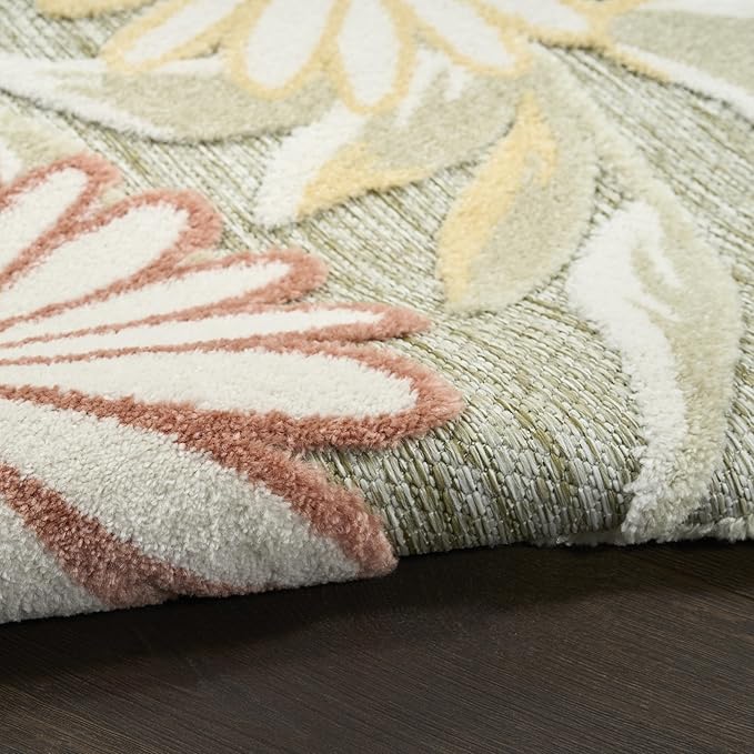 Nourison Home Aloha Sage Rose 2'8" x 4' Area Rug - Easy Clean, Non Shedding, Bed Room, Living Room, Dining Room, Kitchen (3' x 4')