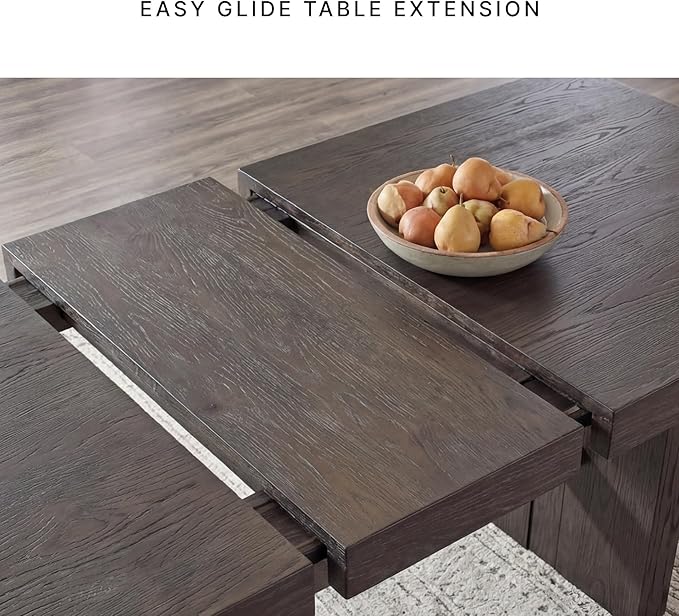 Signature Design by Ashley Burkhaus Rectangle Dining Room Extension Table, Removable Center Leaf, Seats up to 8, Wood, 40" W x 90" D x 30.25" H, Dark Brown