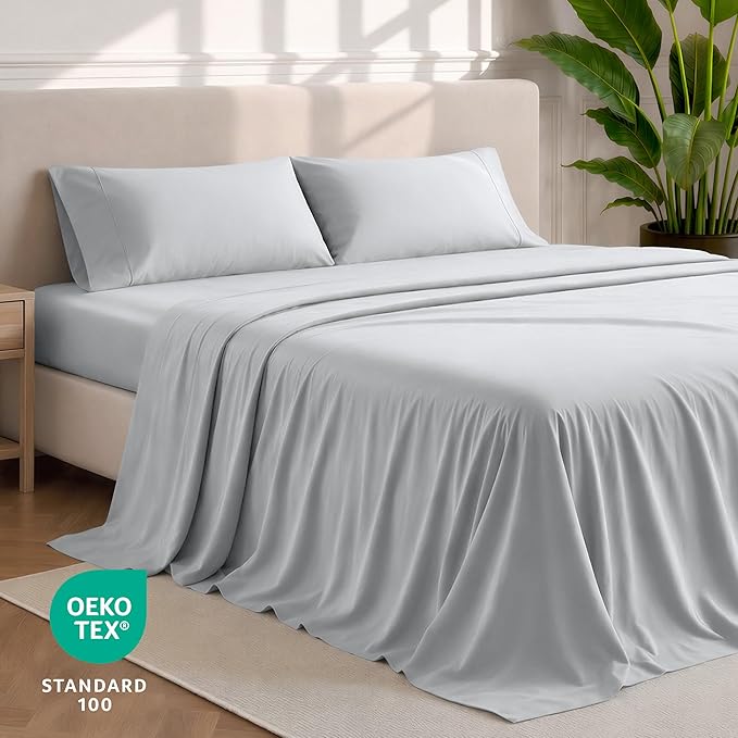 Bare Home Twin XL Sheet Set - 1800 Ultra-Soft Microfiber Twin Extra Long Bed Sheets - Double Brushed - Deep Pockets - Easy Fit - 3 Piece Set - Bedding Sheets & Pillowcases (Twin XL, French Grey)