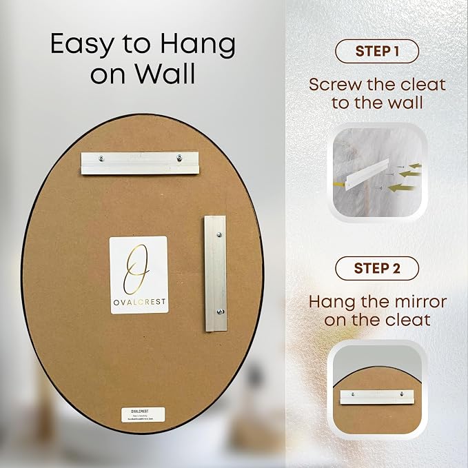 OVALCREST - Oval Wooden Beveled Wall Mirror for Home Decor, Bathroom, Vanity, Bedroom, Living Room, Hallway - London Style (Gold Spray) 31.1 x 25.1