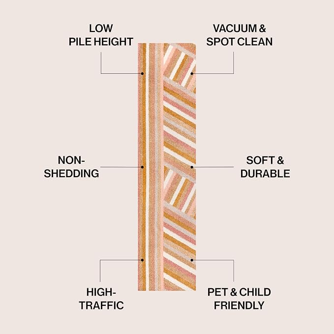 JONATHAN Y Retro Rainbow Stripe Runner Rug 2x8, Red/Gold/Cream, Contemporary, Casual, Coastal, Easy-Cleaning for Living Room, Bedroom, Kitchen, Pet Friendly, Non-Shedding (DZC102C-28)