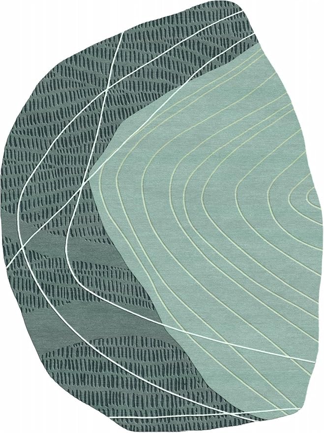 Sage Green Modern Abstract Geometric Stripes Irregular Rug for Living Room Bedroom Home Office Faux Wool Pet Friendly Carpet 8x10 Boho Chic Playroom Nursery Indoor Washable Durable Runner Mats
