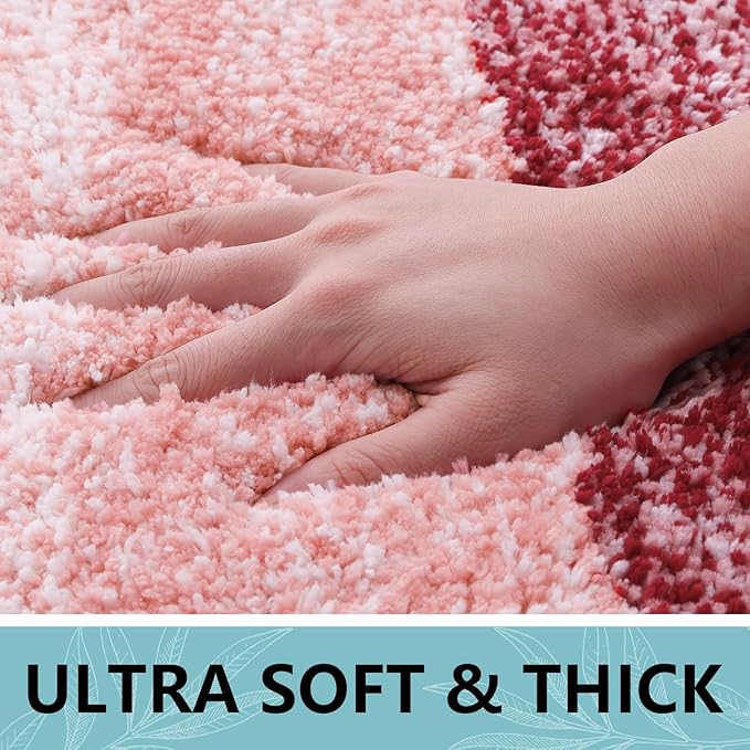 Arotive Microfiber Bathroom Rugs, Shaggy Soft and Absorbent Bath Rug, Non-Slip, Thick Plush Machine Washable Dry Bath Mats for Bathroom, Tub and Shower, 36x24, Burgundy, Rectangular