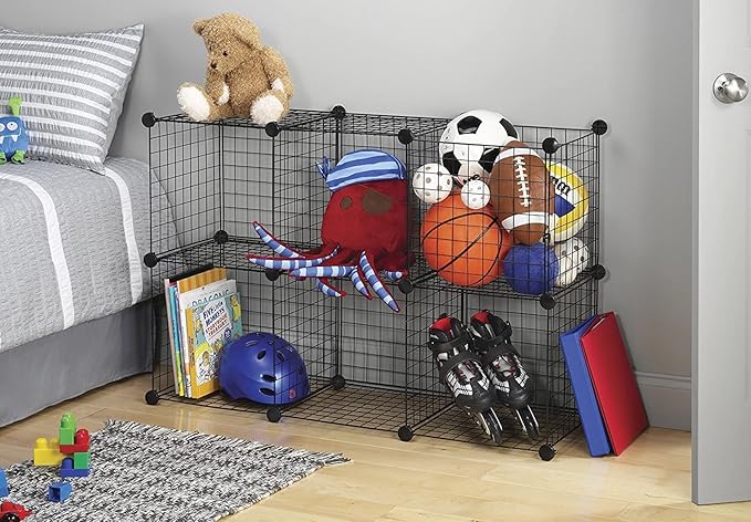 Wire Cube Storage Organizer, Metal Storage Shelves Bookshelf, Stackable Modular Closet Organizer for Bedroom Living Room, Office, Storage Shelves (6 Cubes, Iron)
