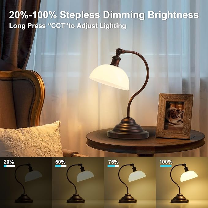 KARTOOSH Cordless LED Table Lamp, Battery Operated Desk Lamps with Swing Arm & Plastic Shade, Vintage Small Rechargeable Dimmable Light for Bedroom, Living Room, Nightstand, Oil Rubbed Bronze