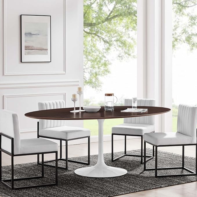 Modway Lippa Dining Table, 78", White Cherry Walnut