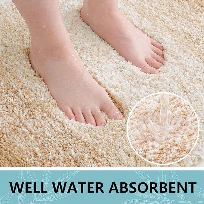 Arotive Microfiber Bathroom Rugs, Shaggy Soft and Absorbent Bath Rug, Non-Slip, Thick Plush Machine Washable Dry Bath Mats for Bathroom, Tub and Shower, 50x30, Beige, Rectangular