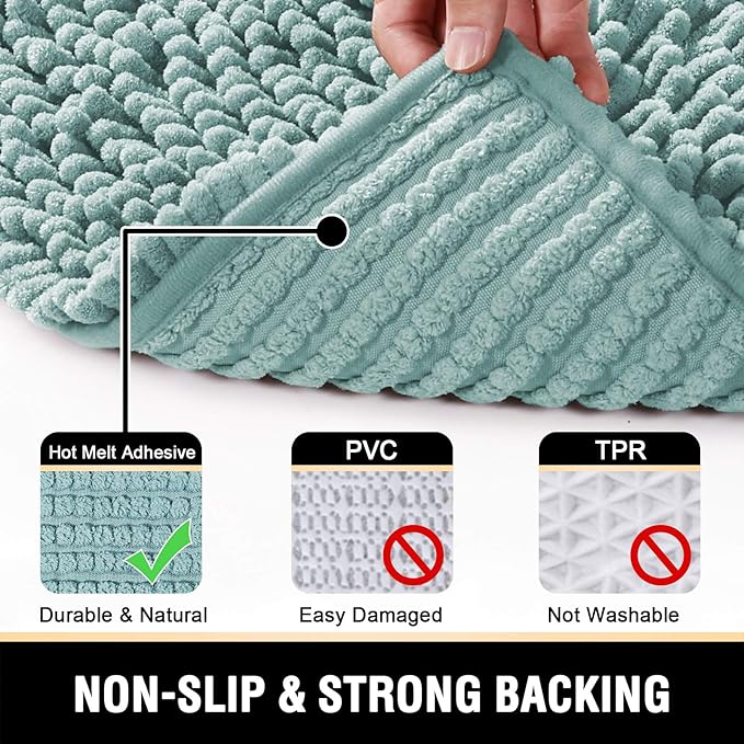 H.VERSAILTEX Bathroom Rugs Bath Mats Non Slip Luxury Chenille Bathroom Runner Rug 24x47 Extra Soft and Absorbent Shaggy Rugs Washable Dry Fast Area Carpet Mats, Tub - Aqua Foam