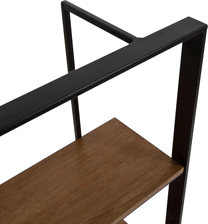 Kate and Laurel Kercheval Modern 3 Tier Wall Shelf; 15 x 32; Rustic Brown and Black; Farmhouse Bookshelf Wall Decor with Multiple Tiers for Storage and Display
